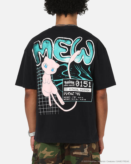 The Pokémon Collection By 73Studio Mew T-Shirt Black Acidwash