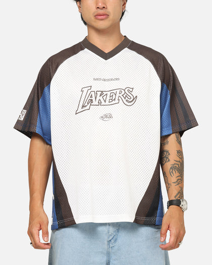 Mitchell & Ness Men's Los Angeles Lakers Warehouse Rave NBA White/Brown/Tan Size M