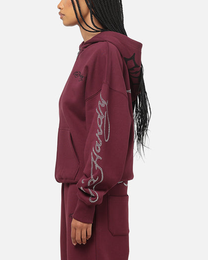 Ed Hardy Trinity Rhinestone Zip Hoodie Plum