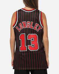 Mitchell & Ness Chicago Bulls Luc Longley 1995 Pinstripe Jersey Black