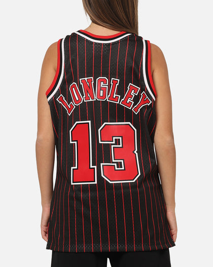 Mitchell & Ness Chicago Bulls Luc Longley 1995 Pinstripe Jersey Black