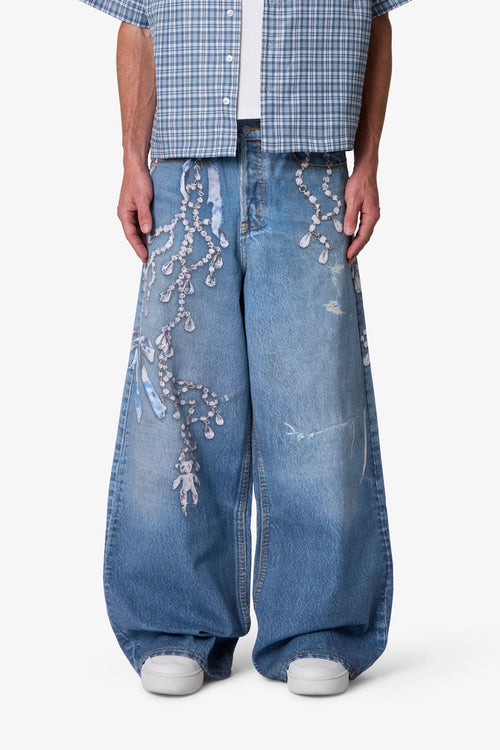 MNML Rave Chain Printed Denim Vintage Blue