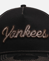 New Era New York Yankees 'Rope Script' 9FORTY A-Frame Snapback Black/White