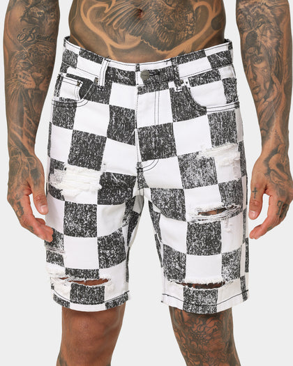 Saint Morta Vintage Checks Denim Shorts White/Black