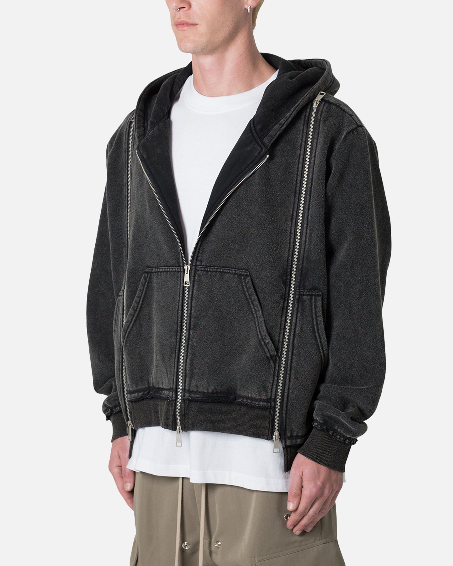 MNML Dual Zipper Hoodie Washed Black | Culture Kings US