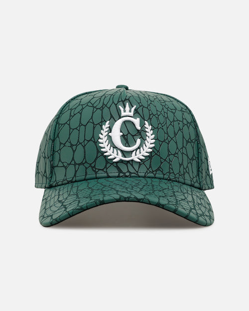 New Era New Era X Culture Kings 'Croc Skin 2.0' 9FORTY A-Frame Snapback Dark Green