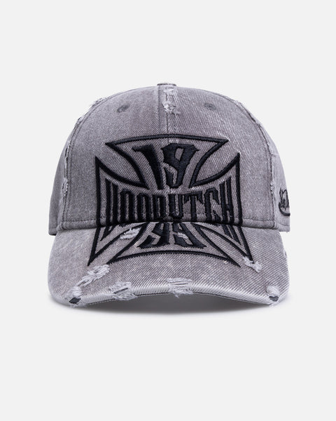 Von Dutch Cross Distressed Strapback Cap Washed Grey | Culture