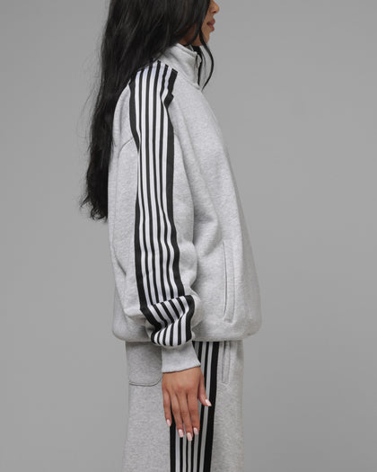 Loiter Hybrid Track Quarter Zip Grey Marle