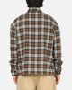 Carre Workwear Long Sleeve Button Up Shirt Brown-Plaid