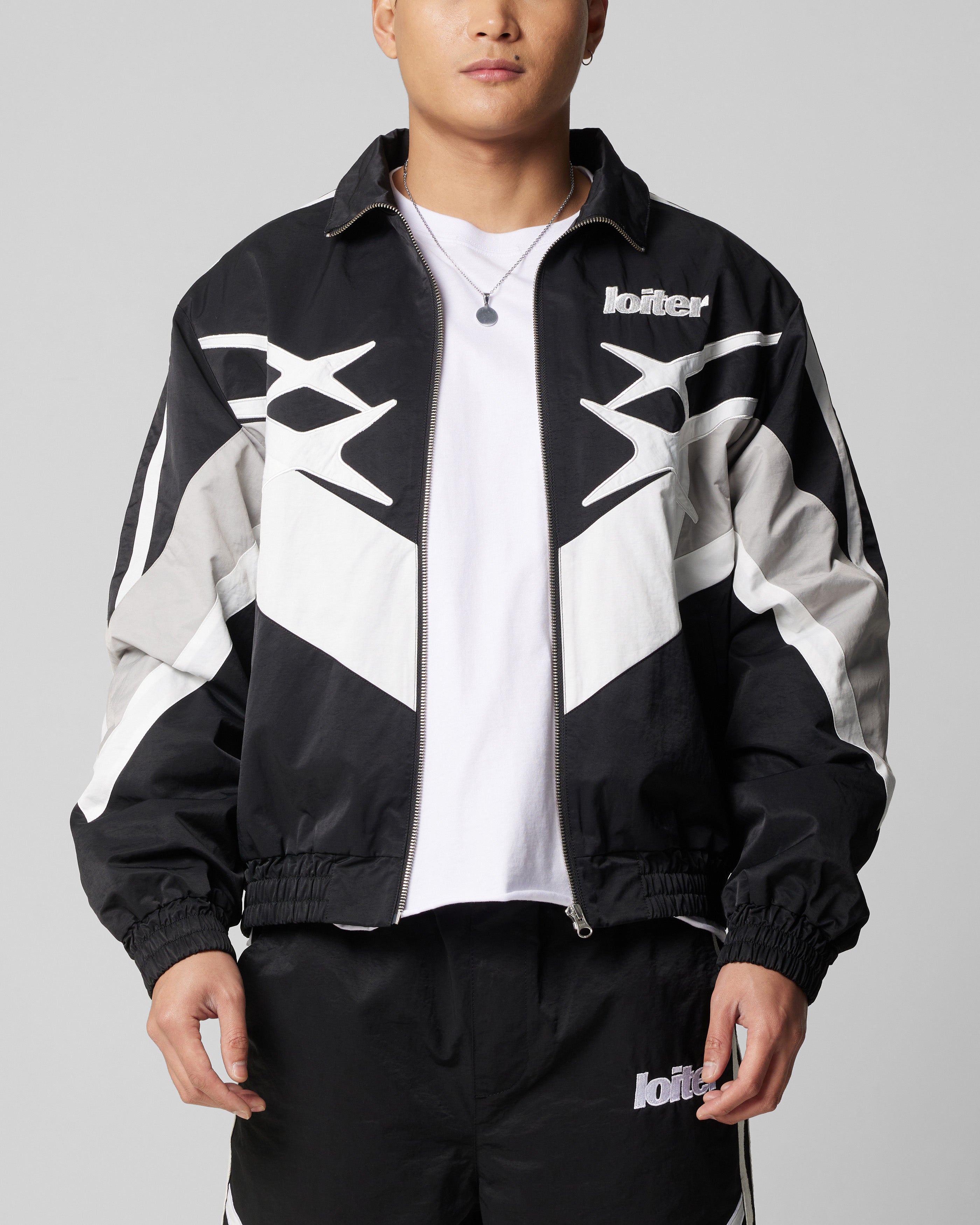 Loiter Hybrid Track Jacket Black/Grey | Culture Kings US