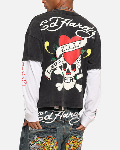 Ed Hardy Love Kills Layered Long Sleeve T-Shirt Black