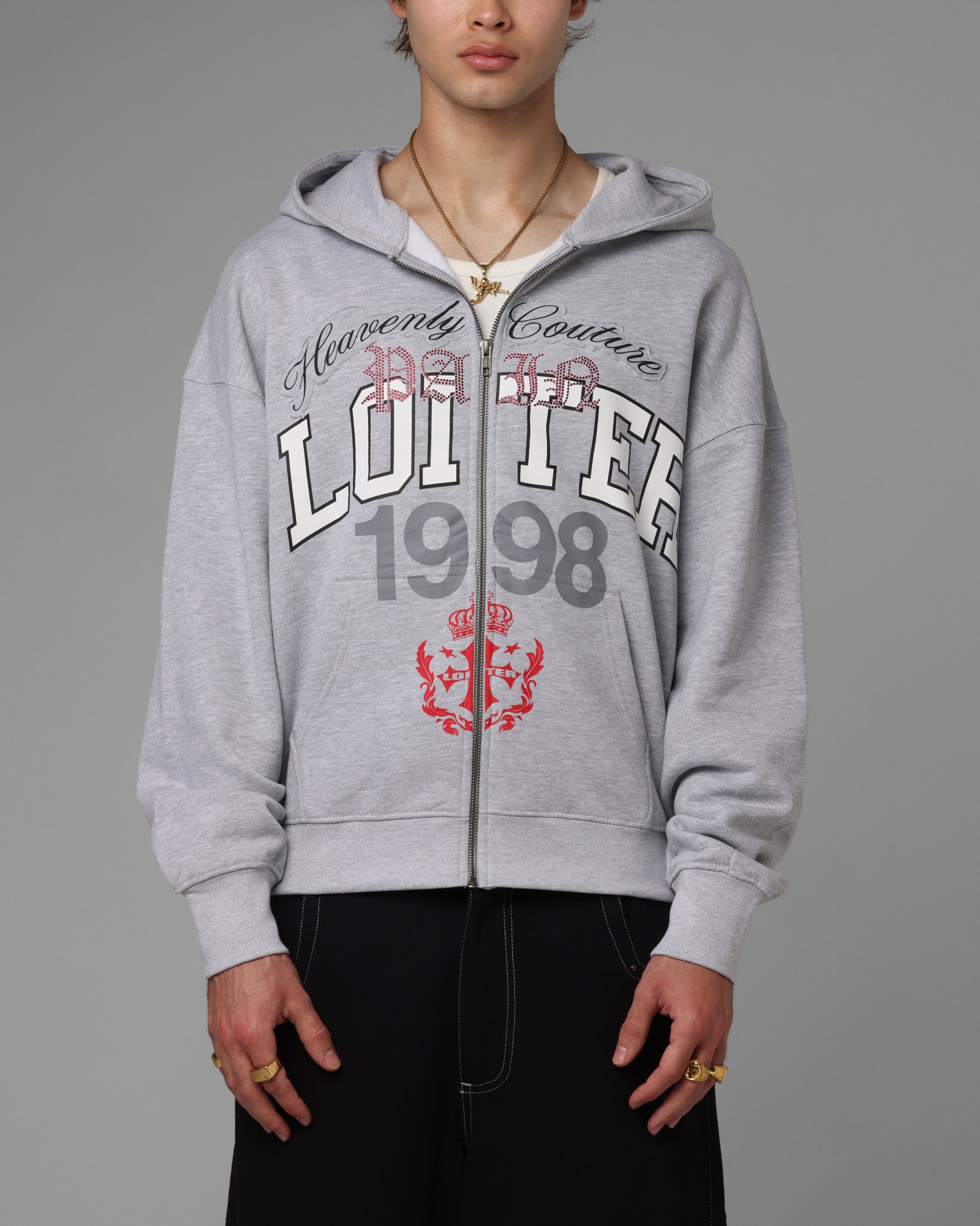 Loiter Drop Out Zip Hoodie Grey | Culture Kings US