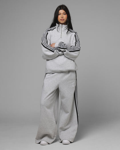 Loiter Hybrid Track Quarter Zip Grey Marle