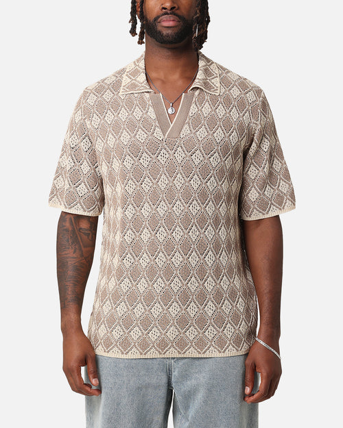 XXIII Diamonds Crochet Polo Shirt Mocha