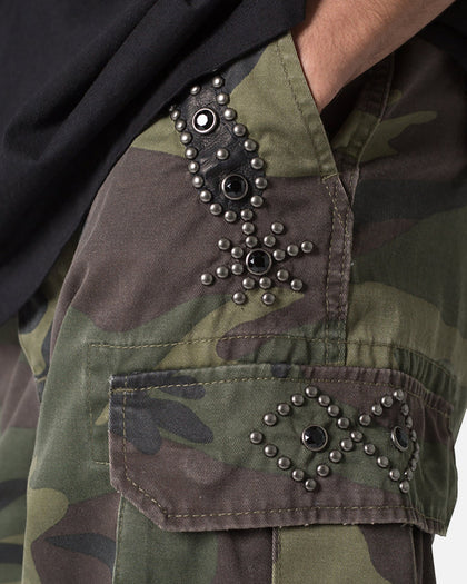 MNML Tassle Cargos Denim Shorts Camo