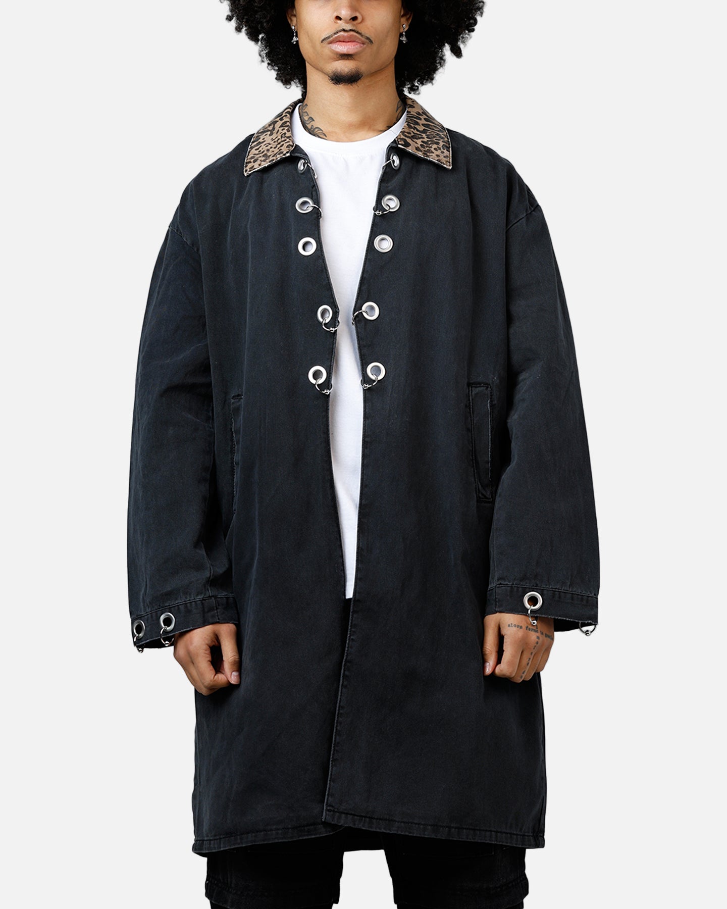 MNML Rusted Trench Coat Jacket Black | Culture Kings US