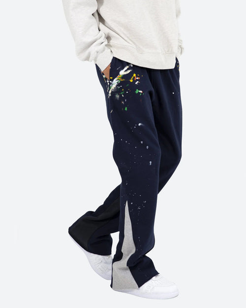 MNML Contrast Bootcut Sweat Pants Navy