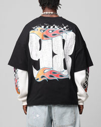 Loiter Daytona Layered Long Sleeve T-Shirt Black/White