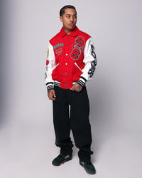 Loiter Flaws Varsity Jacket Red/Off White