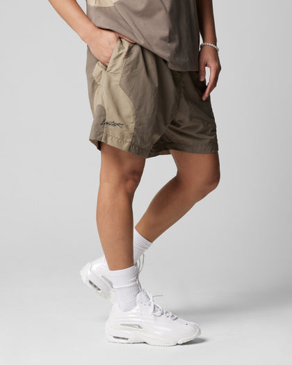 Loiter Subculture Panel Shorts Brown