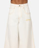 Ed Hardy Ultra Wide Leg Denim Jeans Off White/Yellow