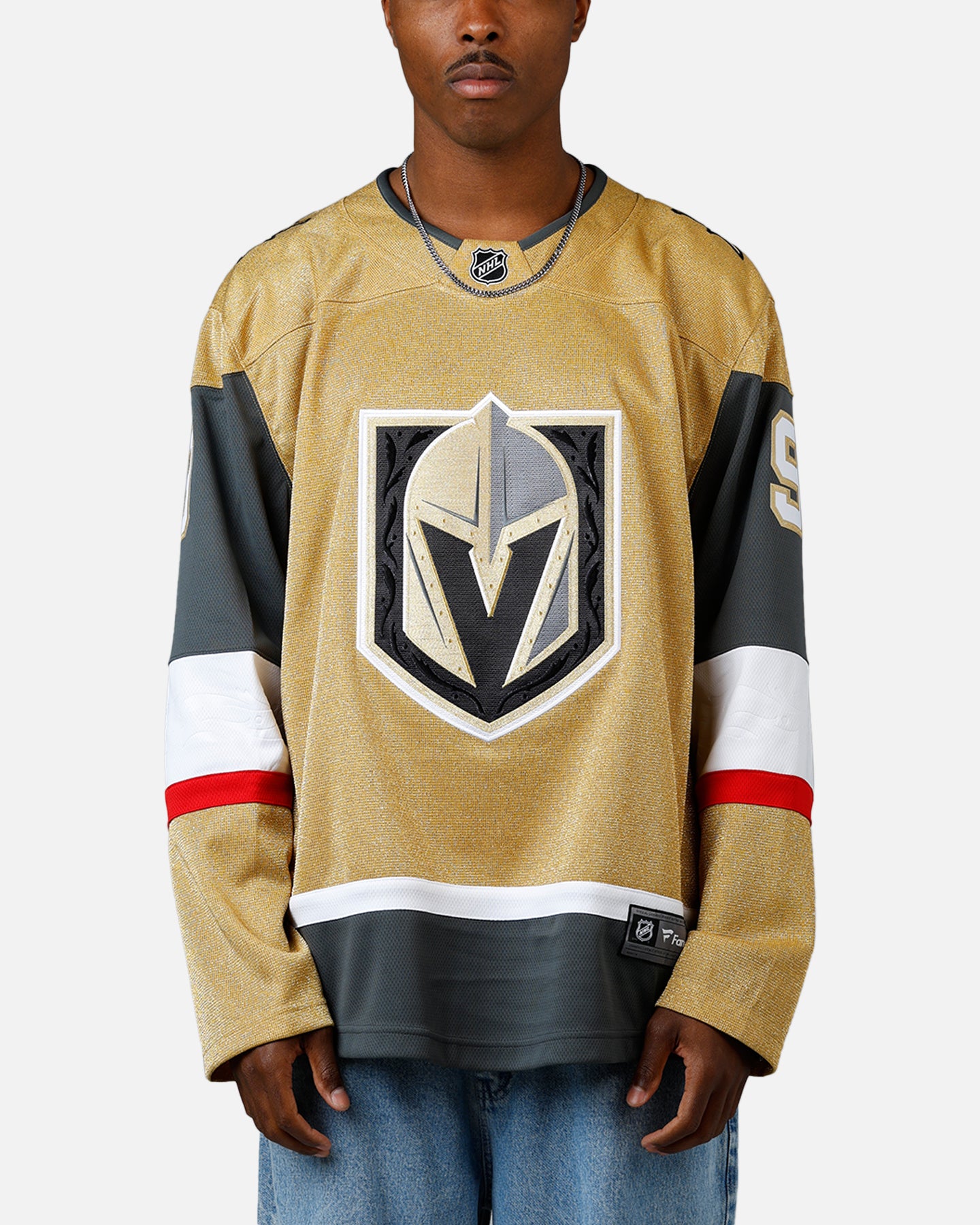 希少 XL  NHL ゴールデンナイツユニフォーム ストリート 刺繍 Fanastics Vegas Golden Knights Jack Eichel #9 Jersey Gold