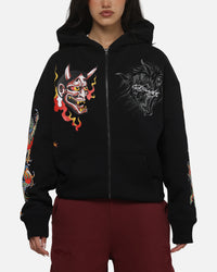 Ed Hardy Women's Floral Zip Hoodie Black