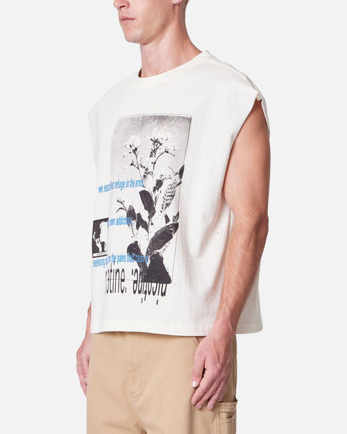 MNML Distressed Sleeveless Tank Antique White