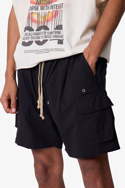 MNML Mesh Mud Cargo Shorts Black