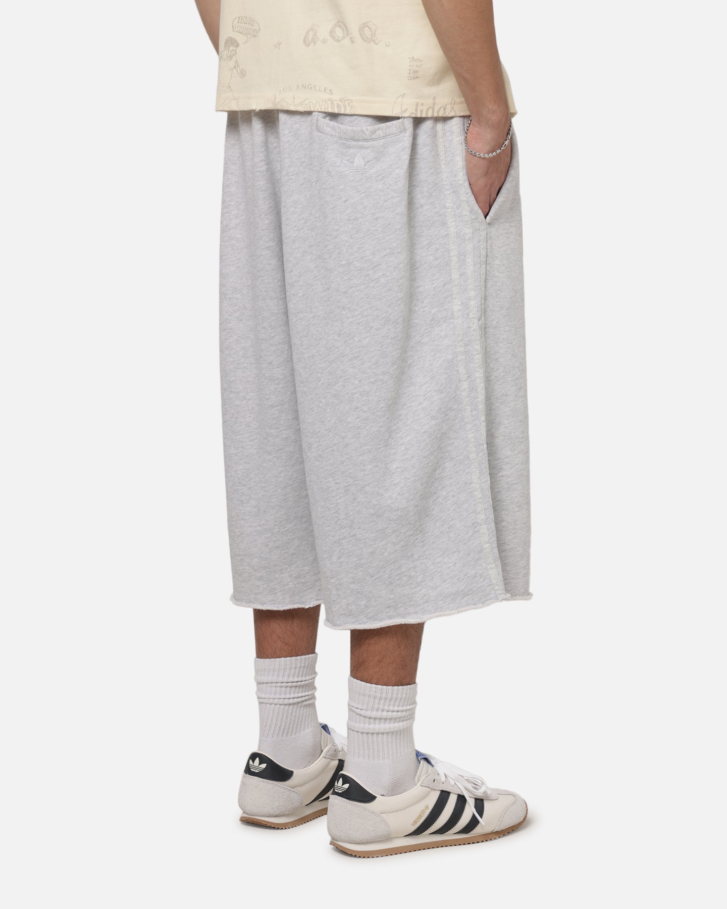 Adidas Originals Long Sweat Shorts Light Grey | Culture Kings US