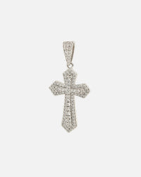 NXS Iced Sanctity Cross Pendant Iced White Gold