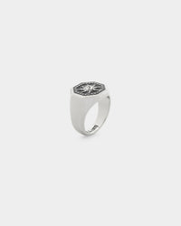 Wild For The Weekend Octagon Sun Signet Ring (Medium) Silver