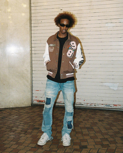 Loiter Flaws Varsity Jacket Brown/Off White