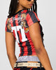 Ed Hardy Women's Football Baby T-Shirt Black/Red