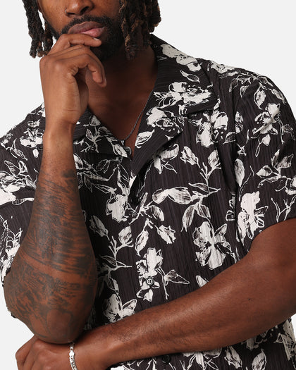 XXIII Floral Textured Button Up Shirt Black/White
