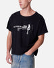 MNML Distressed Wide Neck T-Shirt Washed Black
