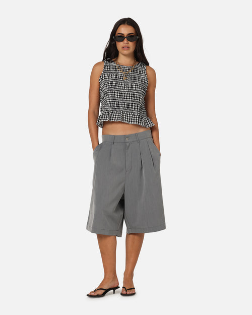 XXIII Women's Shirred Top Black Check