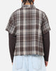 Saint Morta Plaid Layered Long Sleeve Button Up Shirt Brown