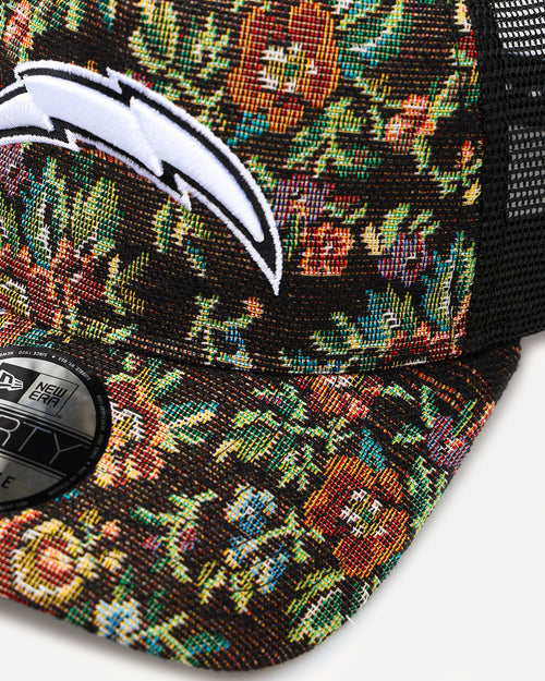 New Era Los Angeles Chargers 'Black Floral Tapestry' 9FORTY A-Frame Trucker Snapback Tapestry