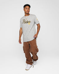 New Era San Diego Padres Pinstripe T-Shirt Grey