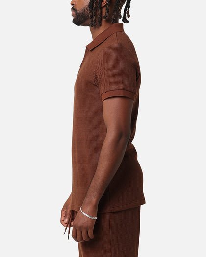 XXIII Ethan Quarter Zip Polo Shirt Brown