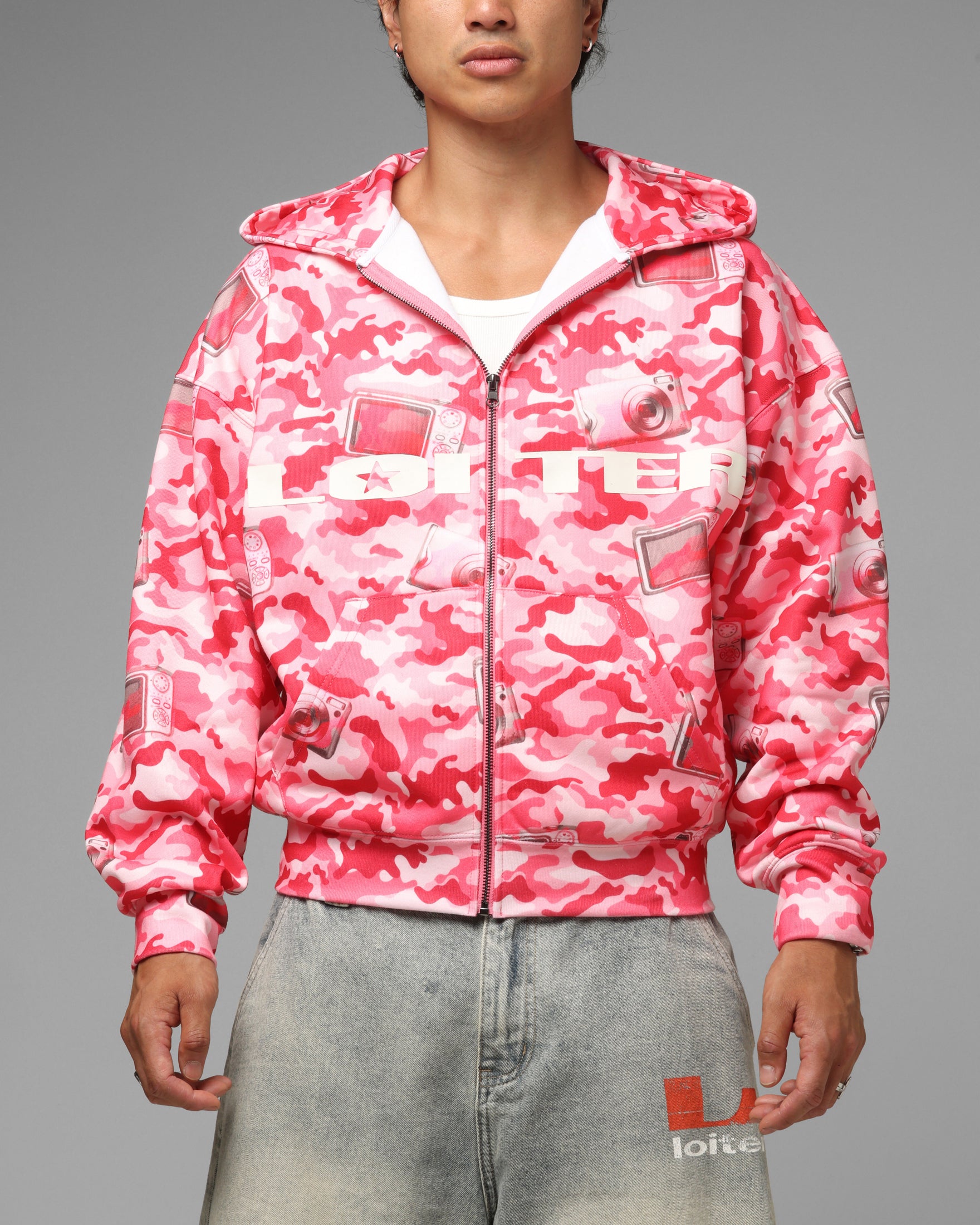 Loiter Digi Camo Zip Hoodie Pink Camo | Culture Kings US