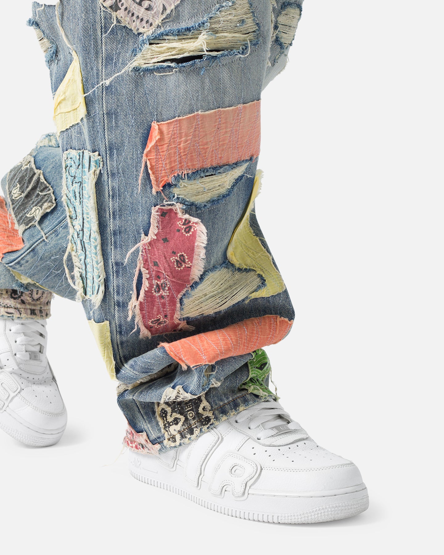 MNML Ultra Baggy Bandana Patch Denim Jeans Blue/Multi | Culture
