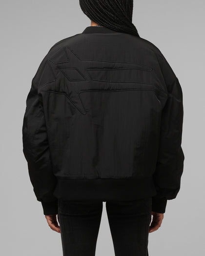 Loiter Hybrid Cropped Bomber Jacket Black