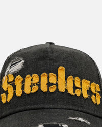 New Era Pittsburgh Steelers 'Distressed Denim 2.0' 9FORTY A-Frame Strapback Black