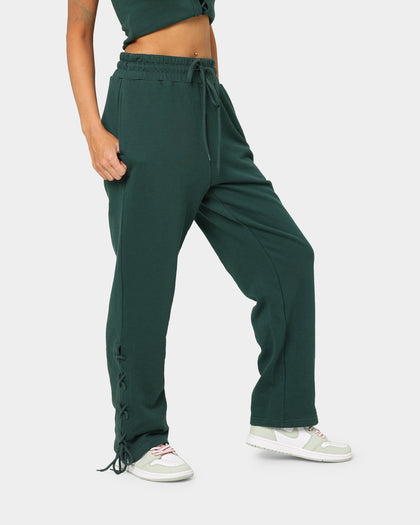 EN ES Women's Mason Lace Up Track Pants Deep Teal