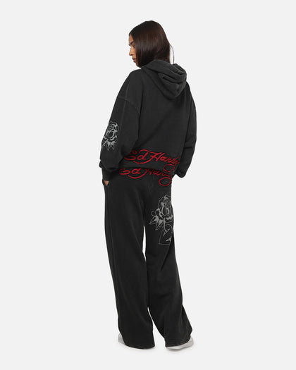 Ed Hardy Women's Rose Zip Hoodie Washed Black