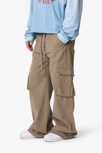 MNML Ultra Wide Twill Cargo Pants Olive