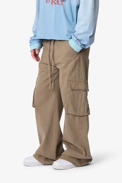 MNML Ultra Wide Twill Cargo Pants Olive