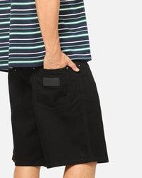 Carre Drill Pleated Jorts Black